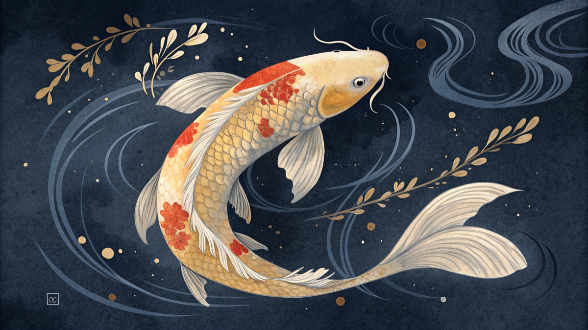 A painted golden koi — the companion that grows with your streak